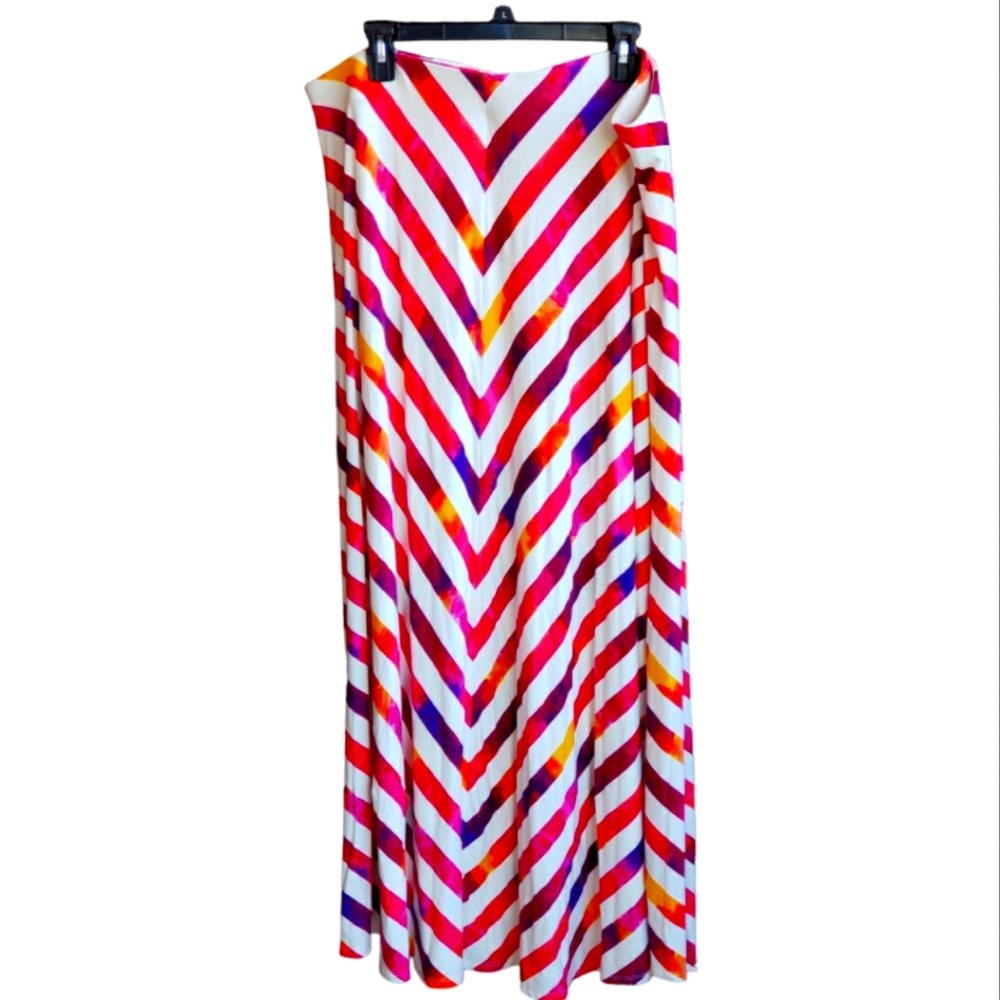 Lane Bryant Multicolor Chevron Maxi Skirt